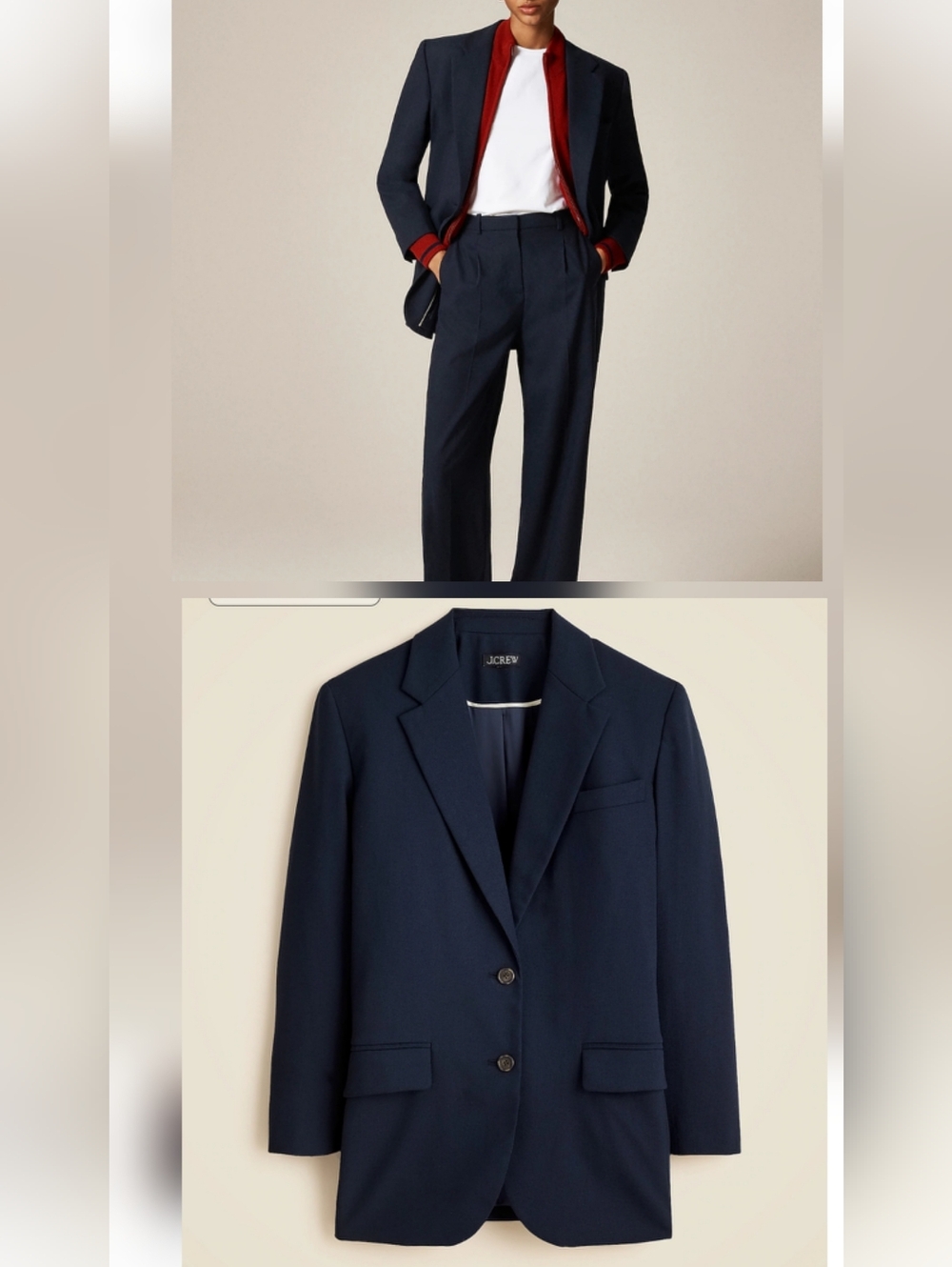 NWT J. Crew Navy Blue Womens Blazer Sz Medium Boyfriend Fit Italian Wool Blend